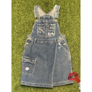 Vintage Mickey Mouse Unlimited Denim‎ Overalls Kids 12 Embroidered Disney Skort